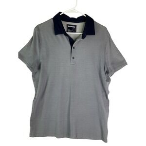 Mens‎ Express Stretch Moisture Wicking Blue Polo Shirt Performance Office Golf M
